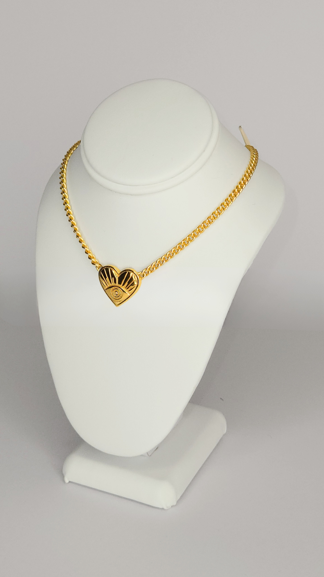 Evil Eye Heart Necklace Gold