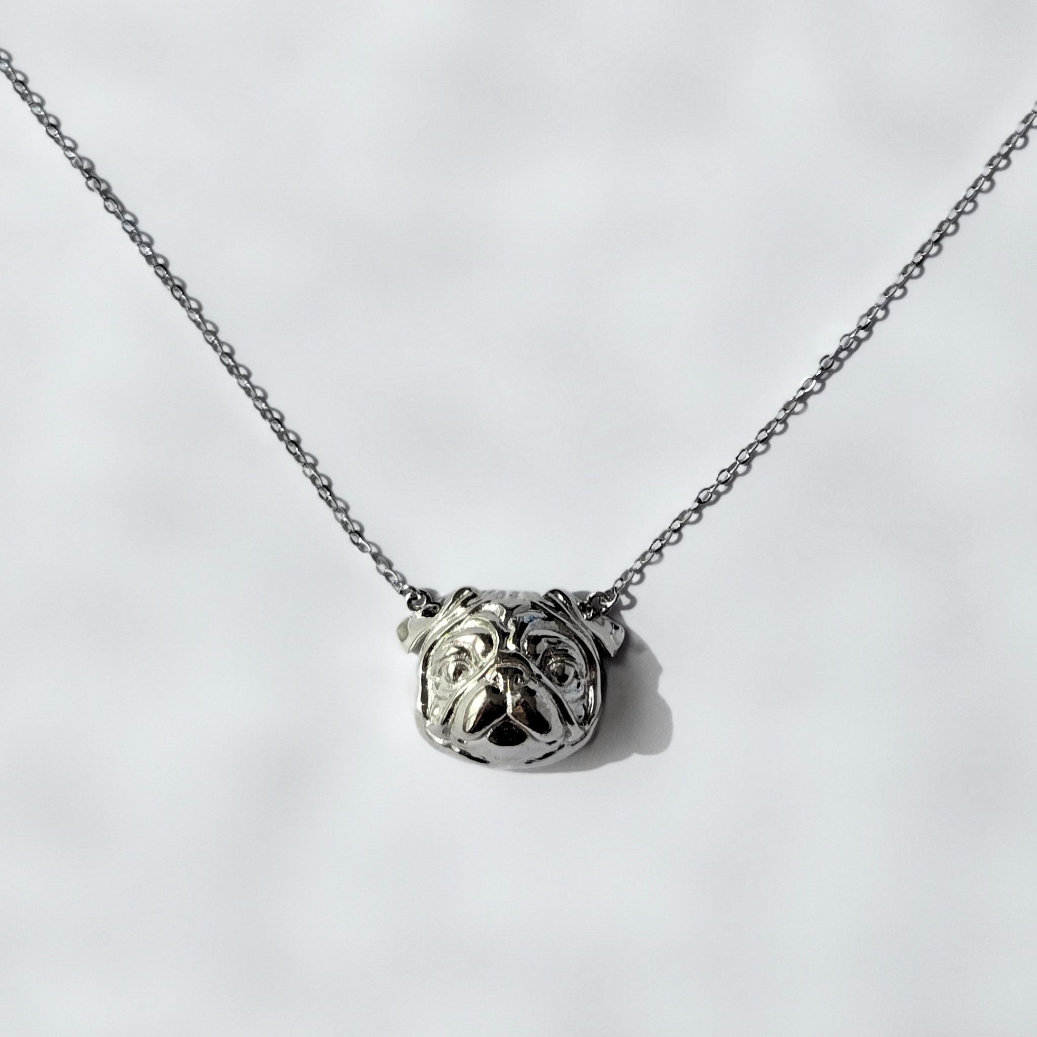 Pug Necklace Silver