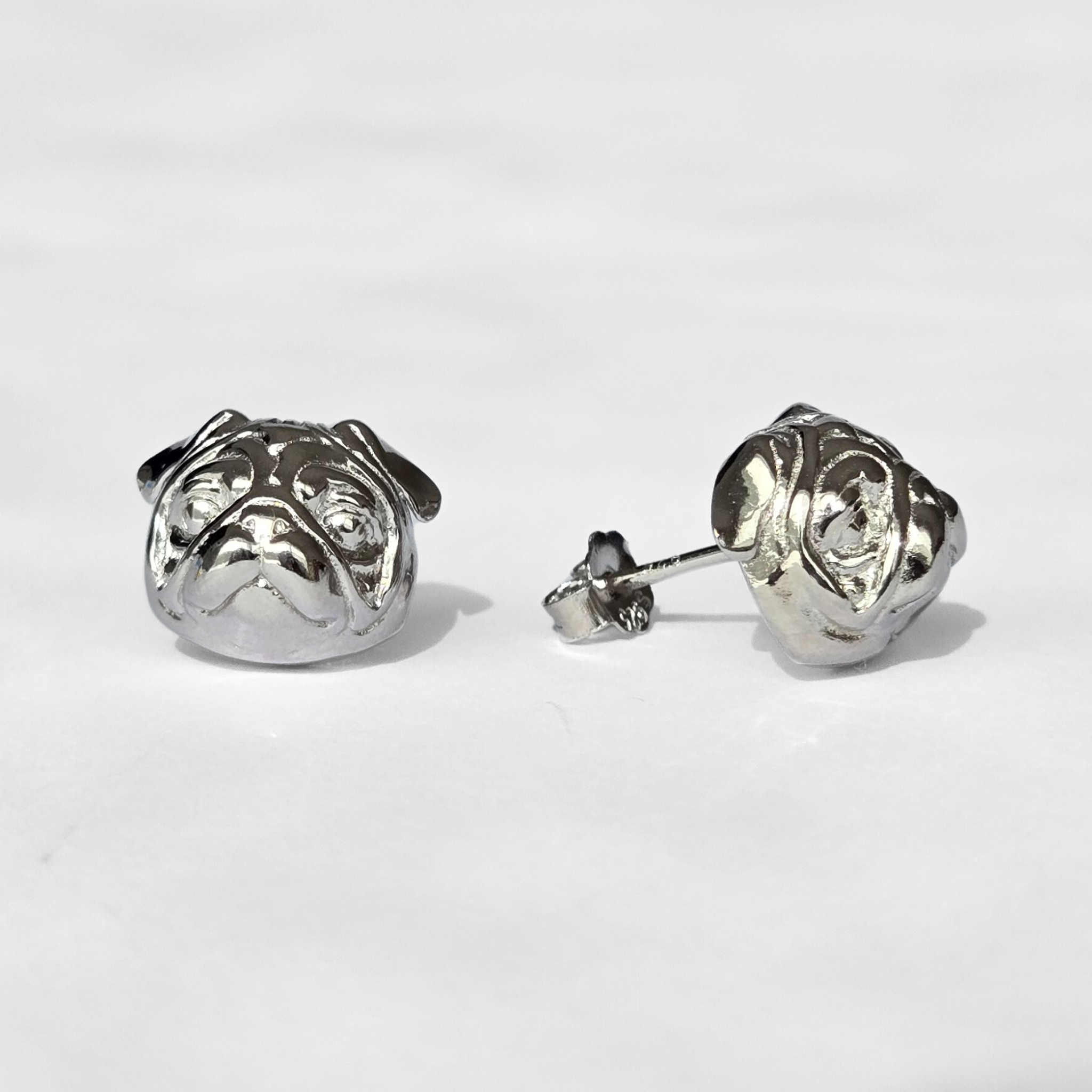 Pug Earrings Silver