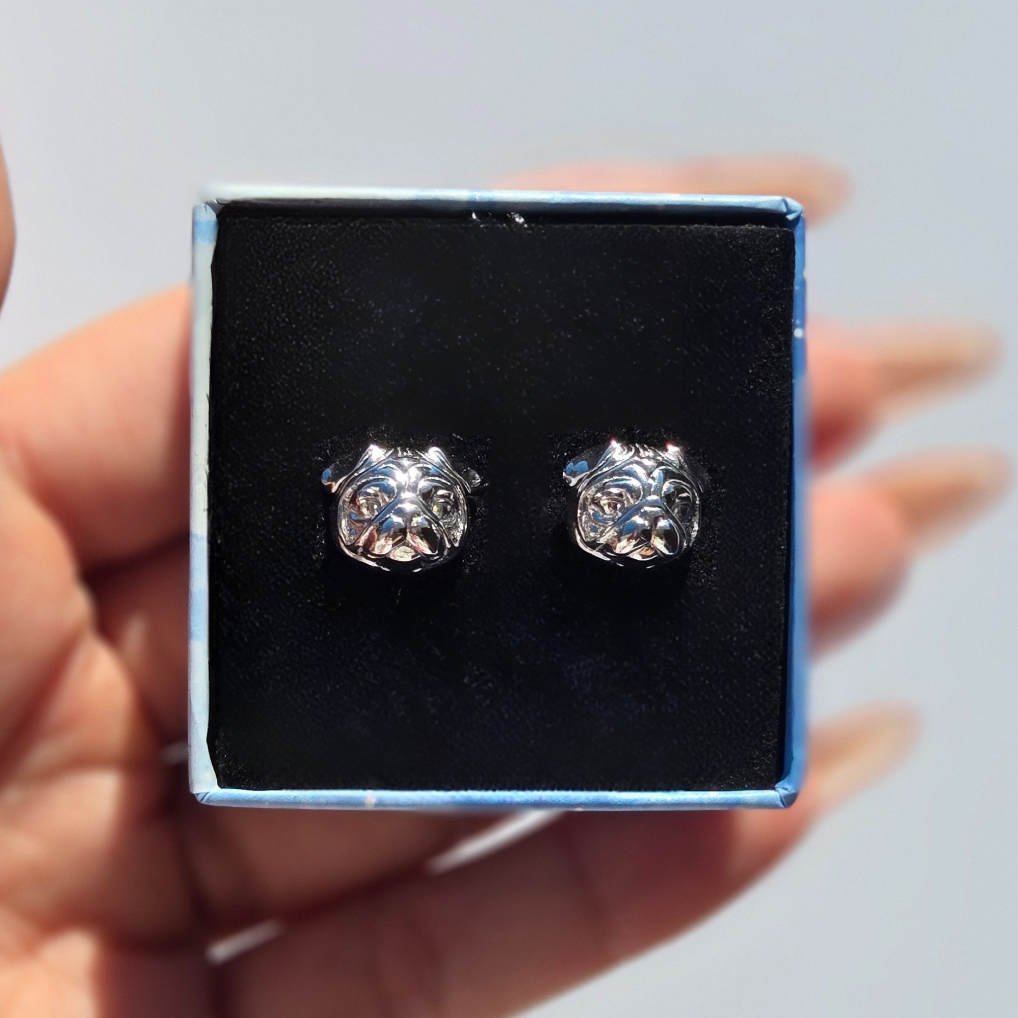 Pug Earrings Silver