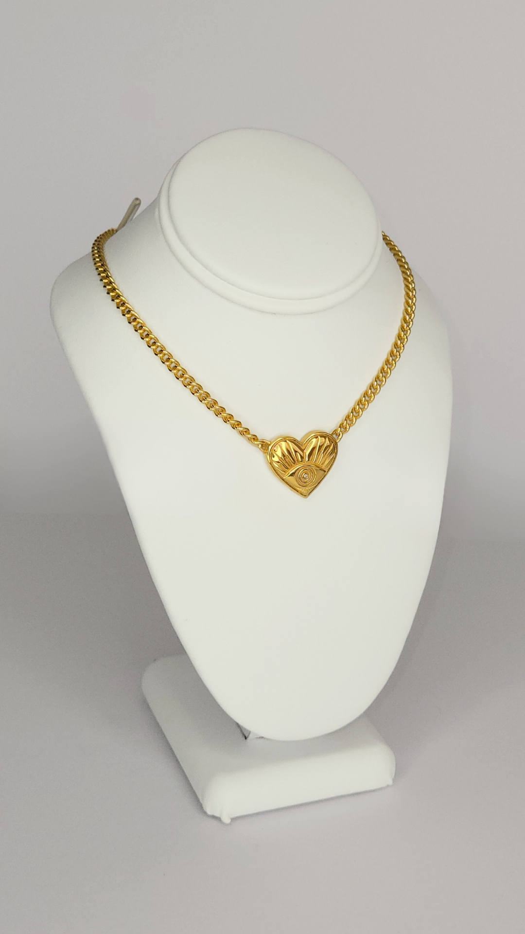 Evil Eye Heart Necklace Gold