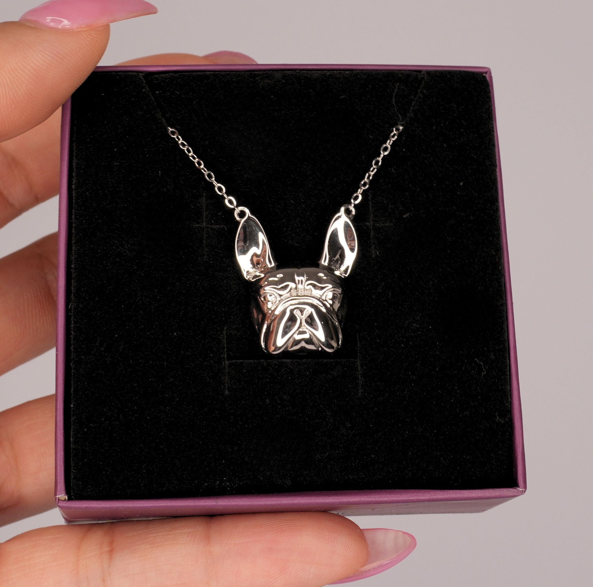 Frenchie Necklace Silver