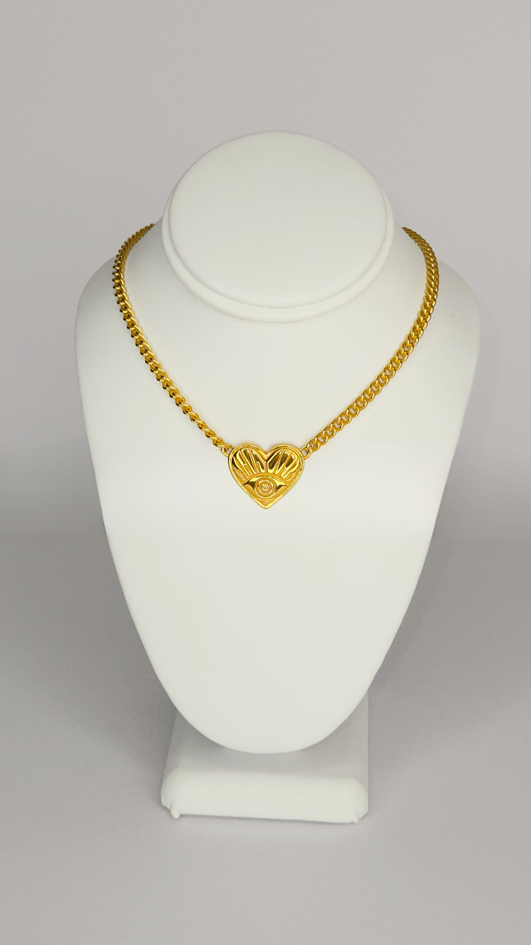 Evil Eye Heart Necklace Gold