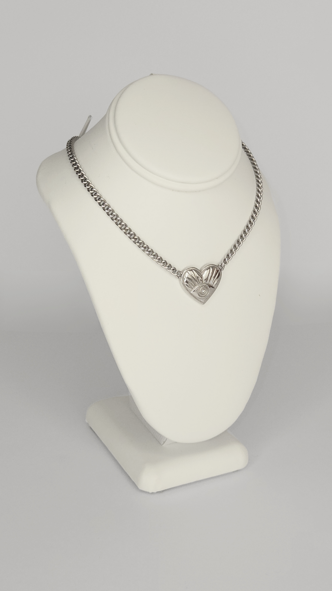 Evil Eye Heart Necklace Silver