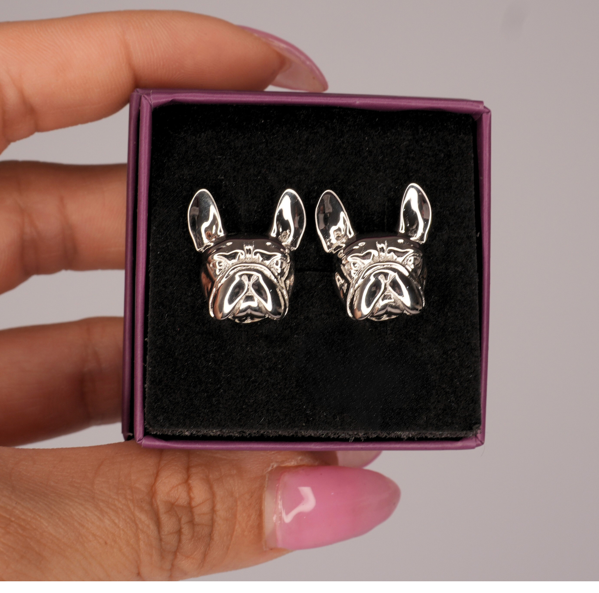 Frenchie Earrings Silver